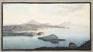 ウィリアムハミルトン卿（1730-1803）による、「カンピフレグレイ：2つのシチリアの火山の観察」からの火山爆発（プレートXXXI）によって引き上げられた領域の鳥瞰図、発行